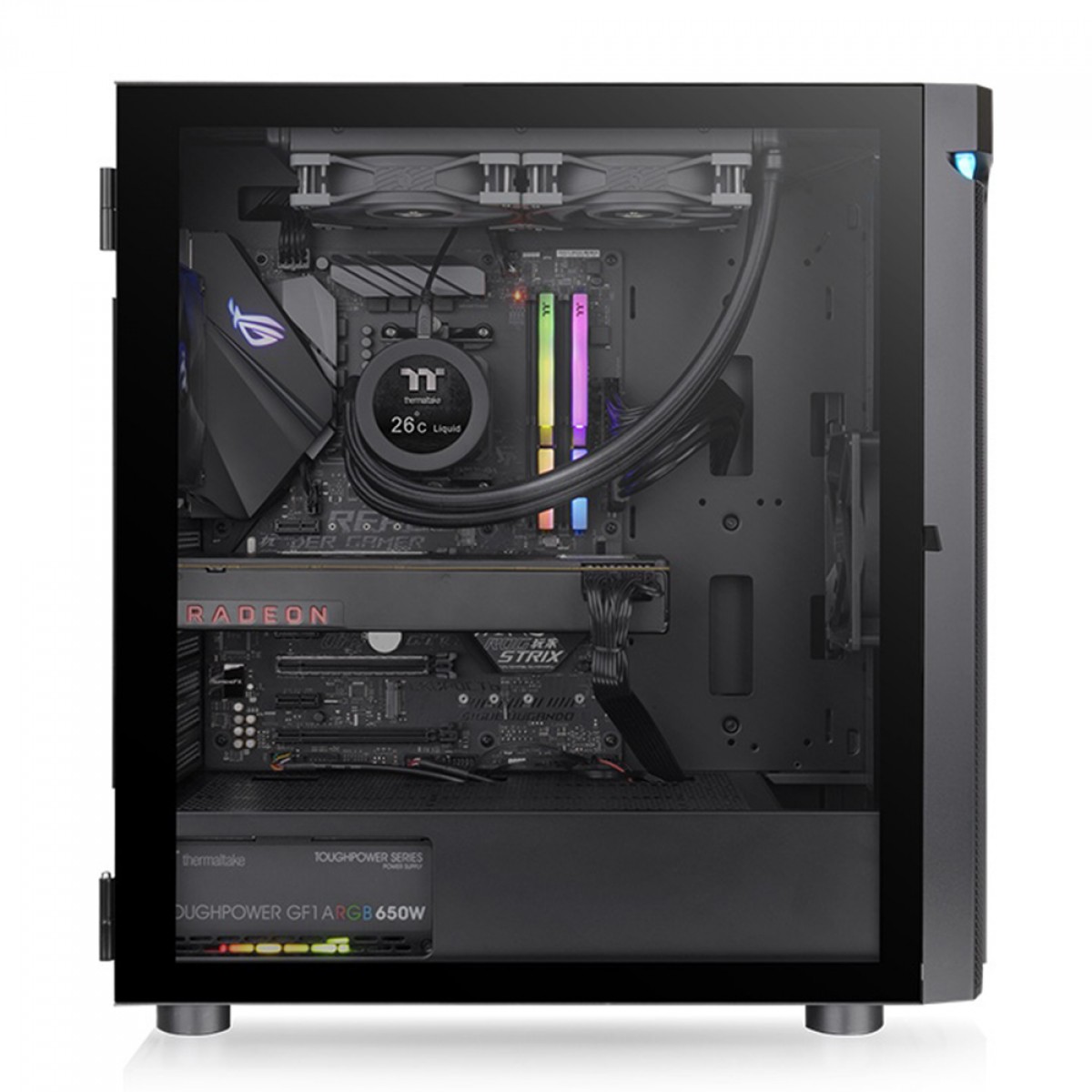 Gabinete Gamer Thermaltake H590 TG ARGB, Mid Tower, Vidro Temperado, Black, E-ATX, Sem Fonte, Com 2 Fans, CA-1X4-00M1WN-00