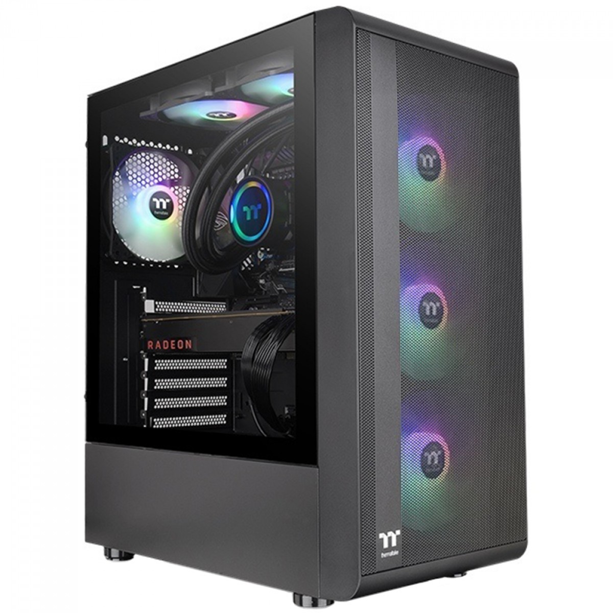 Gabinete Gamer Thermaltake S200 TG ARGB, Mid Tower, Vidro Temperado, ATX, Black, Com Fonte 650W, Com 4 Fans, CA-3X2-65M1WZ-00