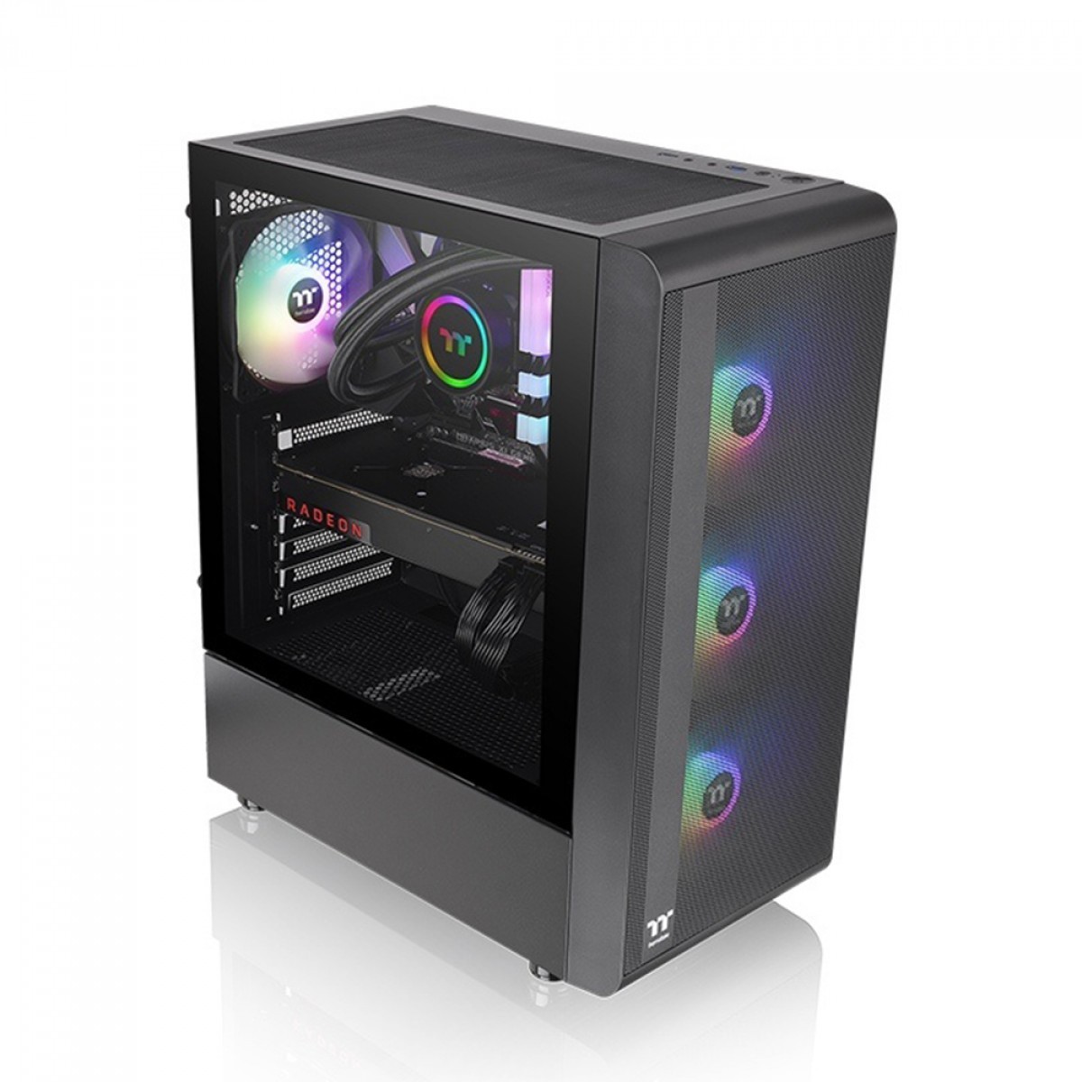 Gabinete Gamer Thermaltake S200 TG ARGB, Mid Tower, Vidro Temperado, ATX, Black, Com Fonte 650W, Com 4 Fans, CA-3X2-65M1WZ-00
