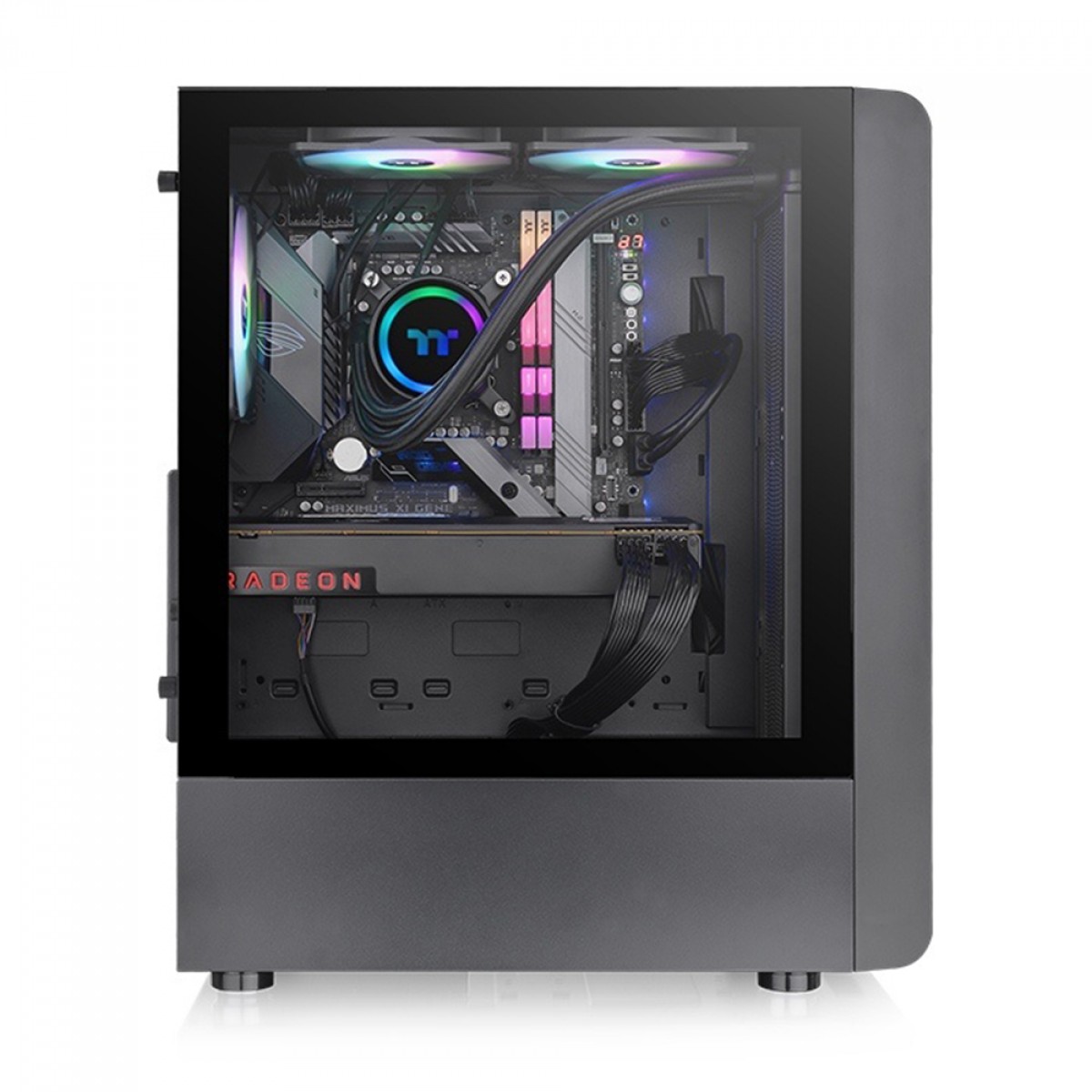 Gabinete Gamer Thermaltake S200 TG ARGB, Mid Tower, Vidro Temperado, ATX, Black, Sem Fonte, Com 3 Fans, CA-1X2-00M1WN-00