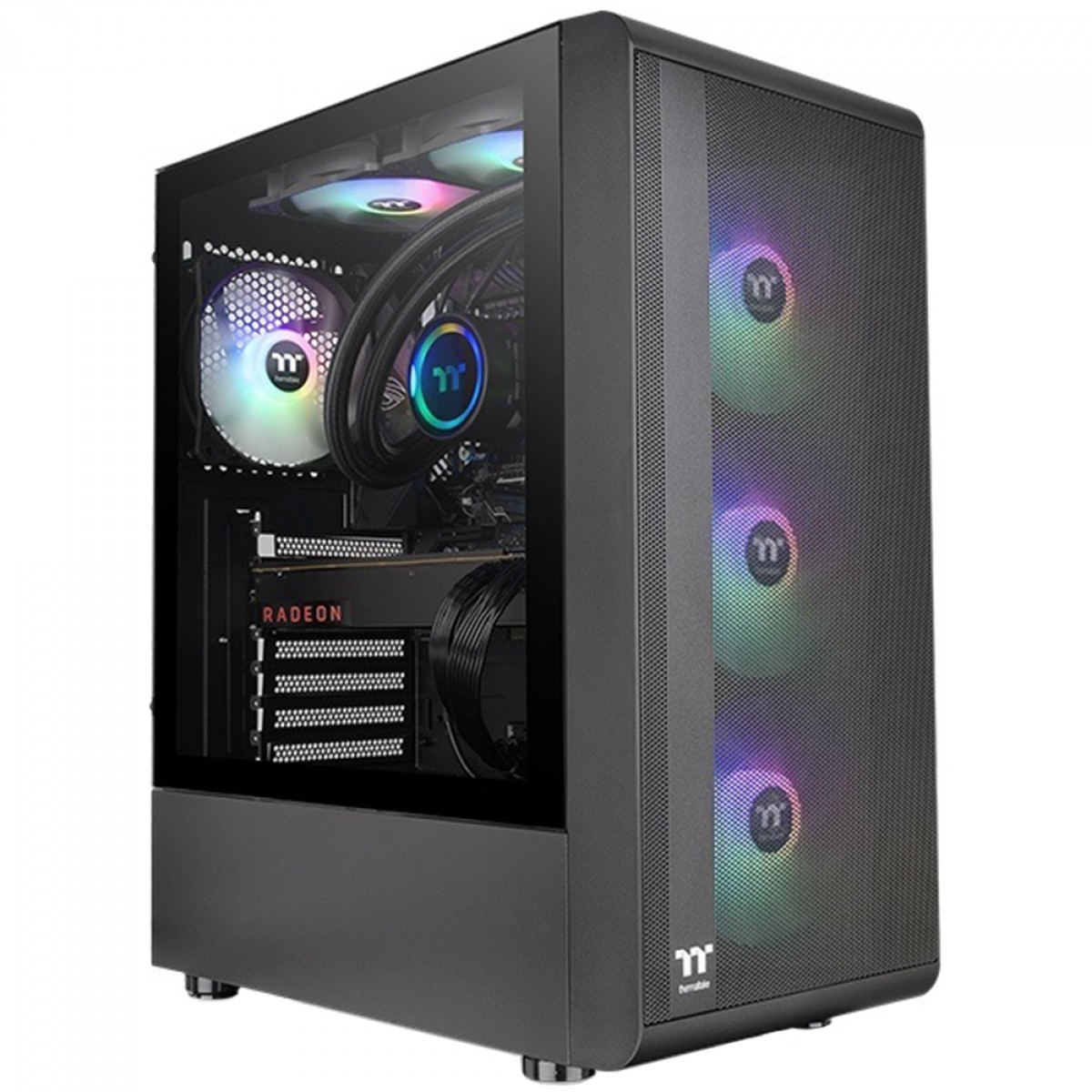 Gabinete Gamer Thermaltake S200 TG ARGB, Mid Tower, Vidro Temperado, ATX, Black, Sem Fonte, Com 3 Fans, CA-1X2-00M1WN-00