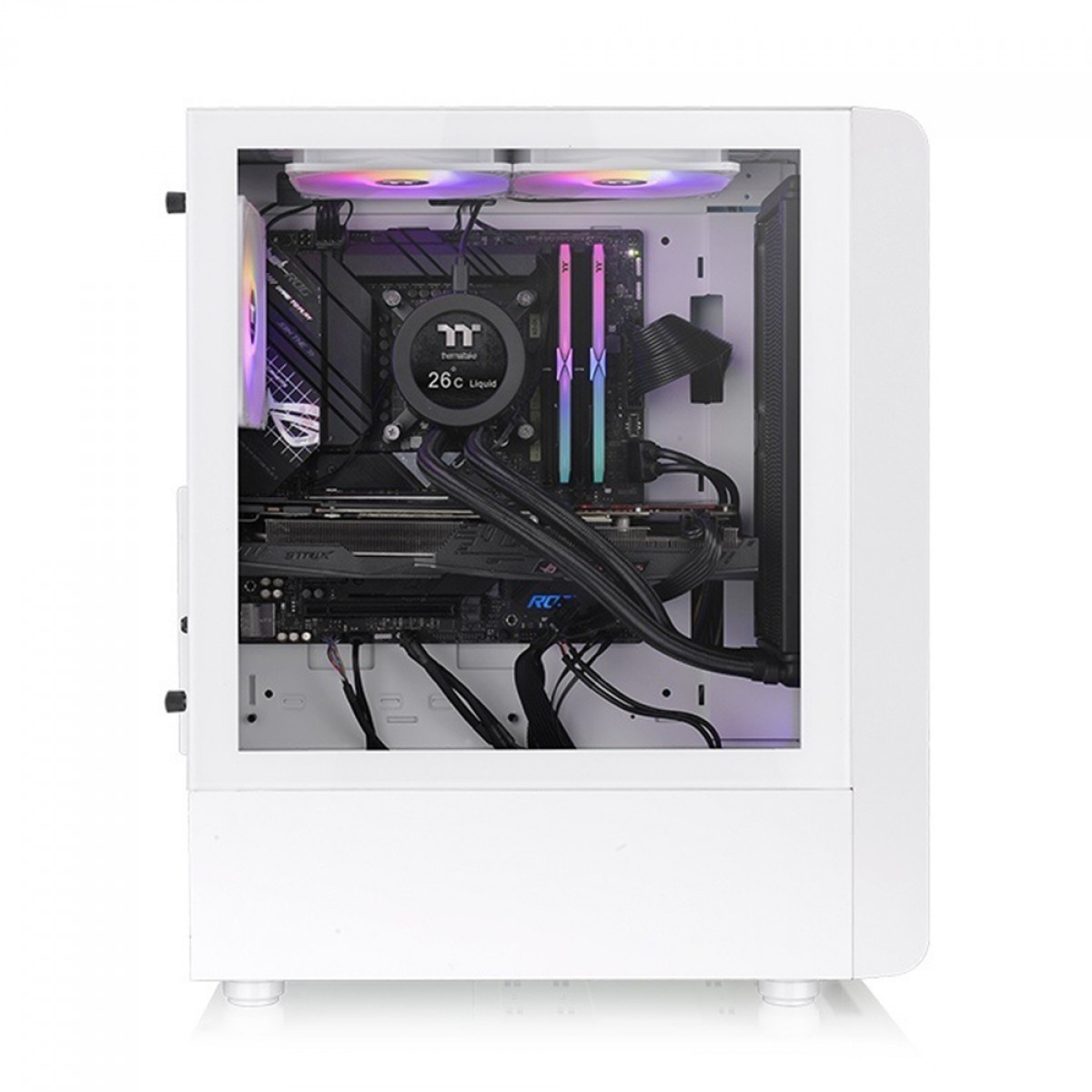 Gabinete Gamer Thermaltake S200 TG ARGB Snow, Mid Tower, Vidro Temperado, ATX, White, Com Fonte 650W, Com 4 Fans, CA-3X2-65M6WZ-00