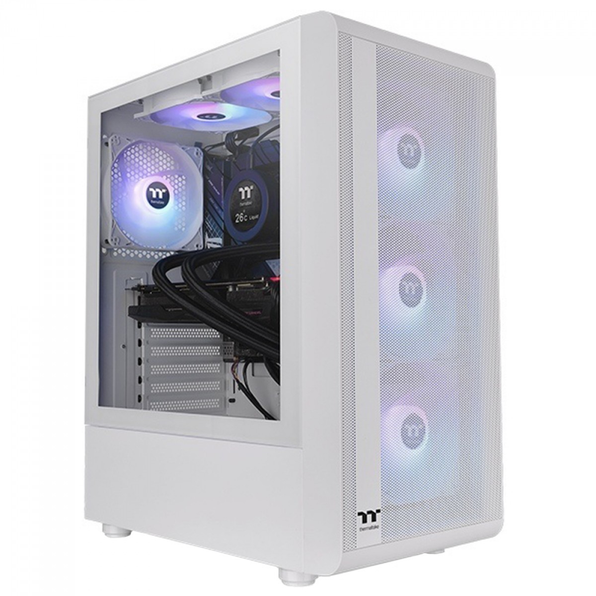 Gabinete Gamer Thermaltake S200 TG ARGB Snow, Mid Tower, Vidro Temperado, ATX, White, Com Fonte 650W, Com 4 Fans, CA-3X2-65M6WZ-00