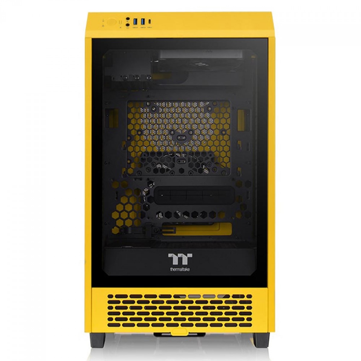 Gabinete Gamer Thermaltake The Tower 200 Bumblebee, Mini Tower, Vidro Temperado, Mini-ITX, Sem Fonte, Com 2 Fans, CA-1X9-00S4WN-00