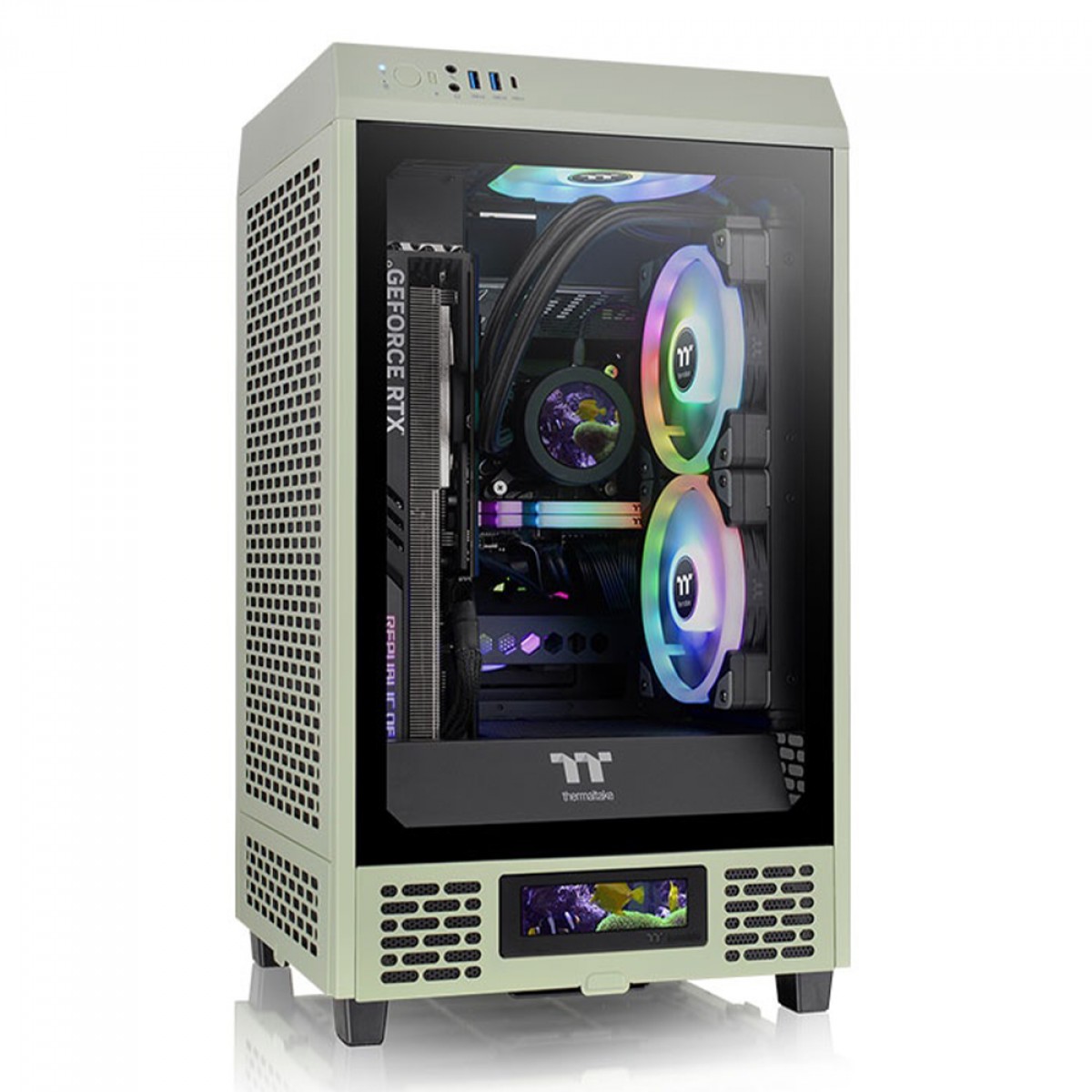 Gabinete Gamer Thermaltake The Tower 200 Matcha Green, Mini Tower, Vidro Temperado, Mini-ITX, Sem Fonte, Com 2 Fans, CA-1X9-00SEWN-00
