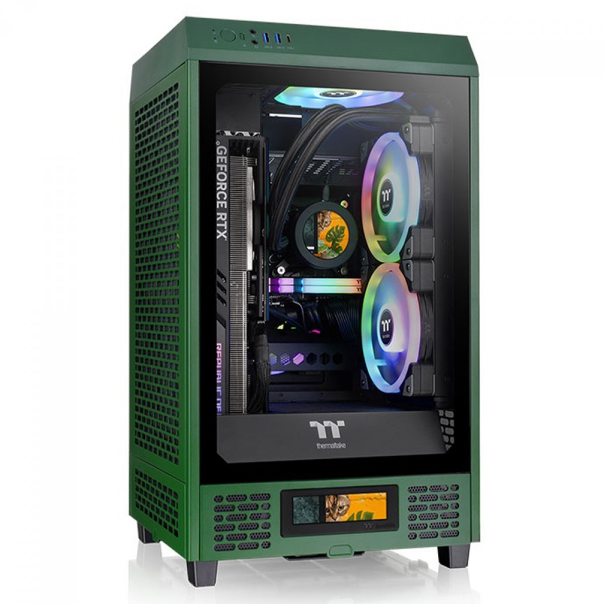 Gabinete Gamer Thermaltake The Tower 200 Racing Green, Mini Tower, Vidro Temperado, Mini-ITX, Sem Fonte, Com 2 Fans, CA-1X9-00SCWN-00