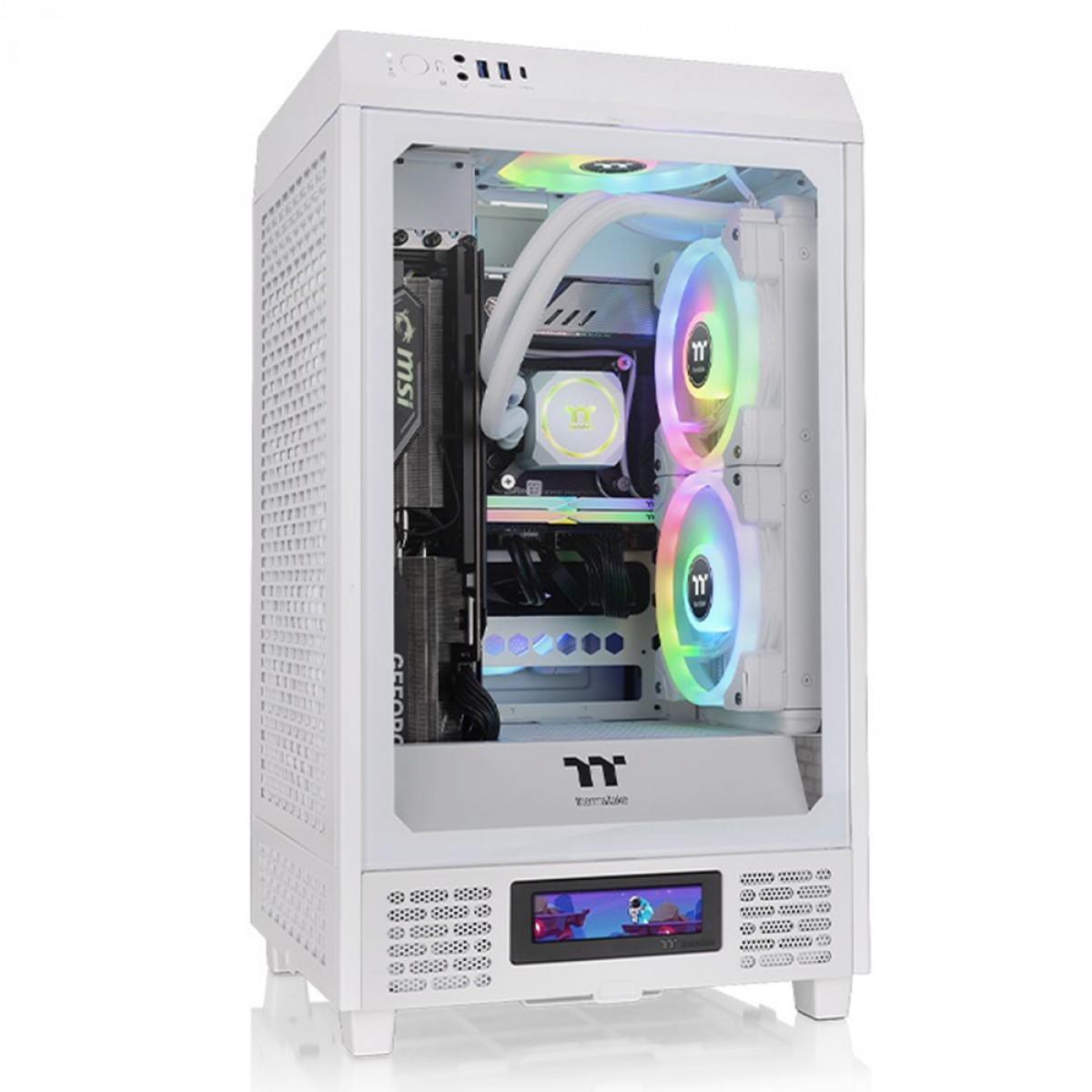 Gabinete Gamer Thermaltake The Tower 200 Snow, Mini Tower, Vidro Temperado, Mini-ITX, Branco, Sem Fonte, Com 2 Fans, CA-1X9-00S6WN-00