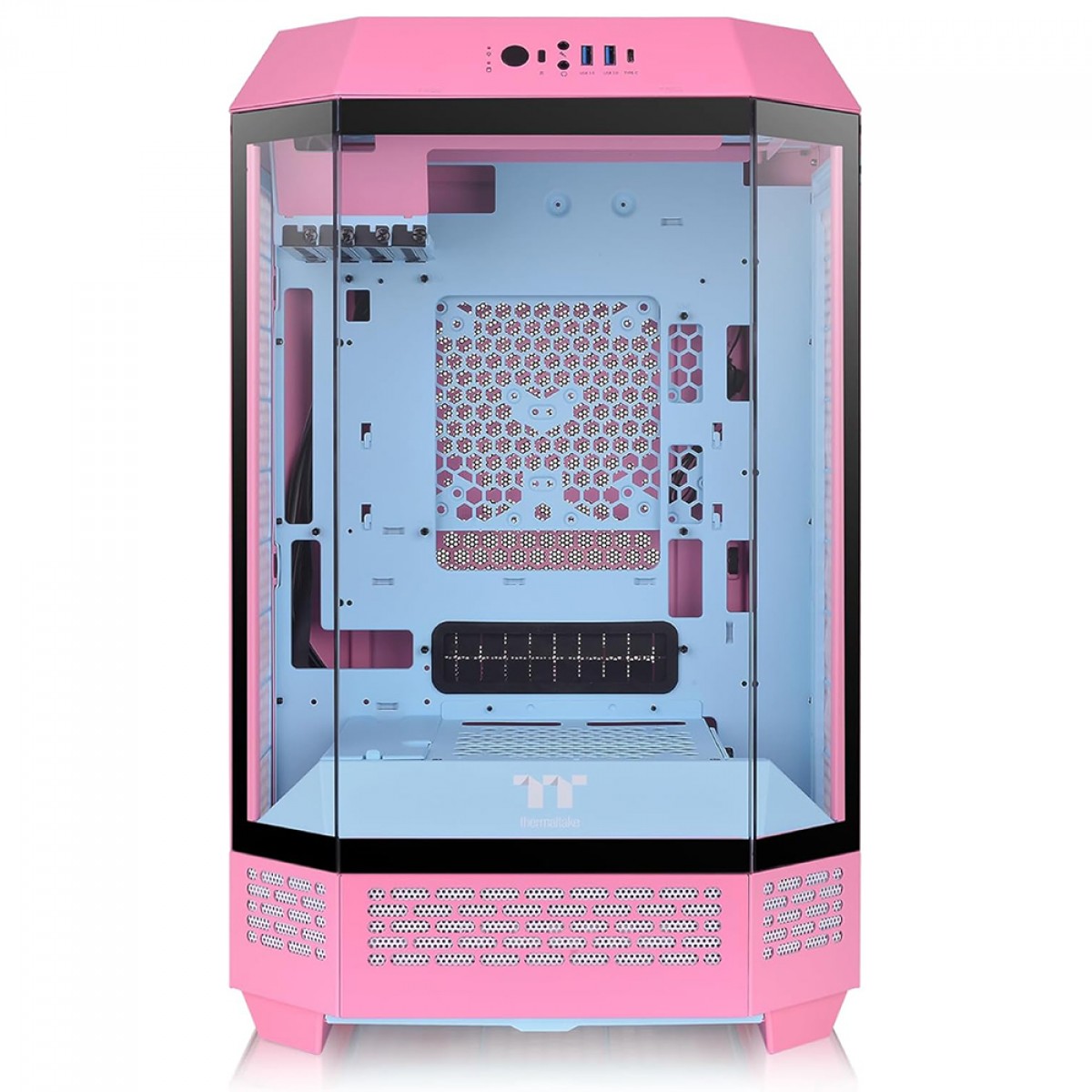 Gabinete Gamer Thermaltake The Tower 300 Bubble Pink, Micro Tower, Vidro Temperado, mATX, Sem Fonte, Com 2 Fans, Rosa, CA-1Y4-00SAWN-00