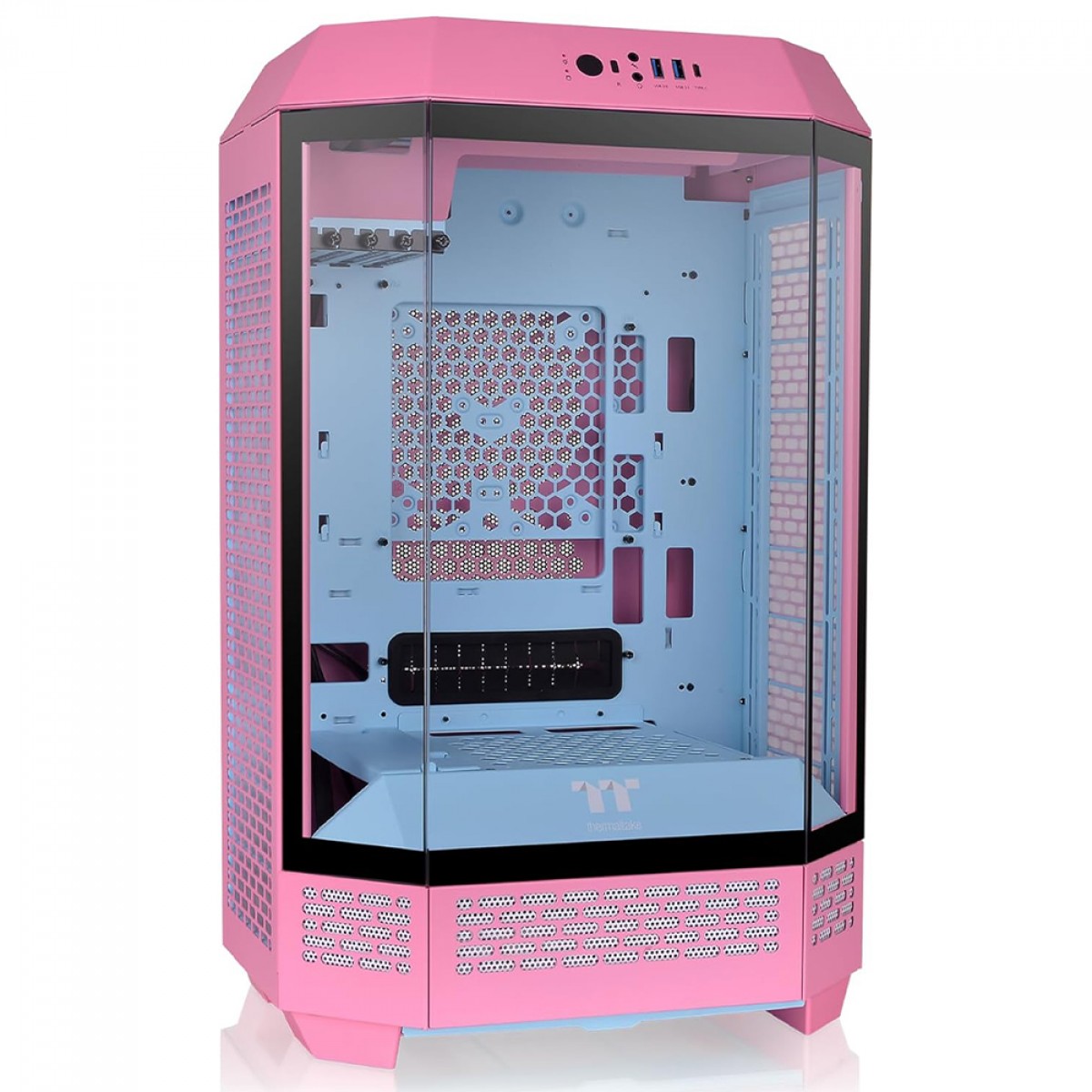 Gabinete Gamer Thermaltake The Tower 300 Bubble Pink, Micro Tower, Vidro Temperado, mATX, Sem Fonte, Com 2 Fans, Rosa, CA-1Y4-00SAWN-00