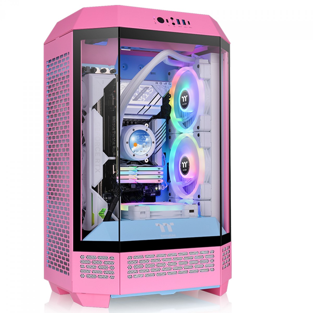 Gabinete Gamer Thermaltake The Tower 300 Bubble Pink, Micro Tower, Vidro Temperado, mATX, Sem Fonte, Com 2 Fans, Rosa, CA-1Y4-00SAWN-00