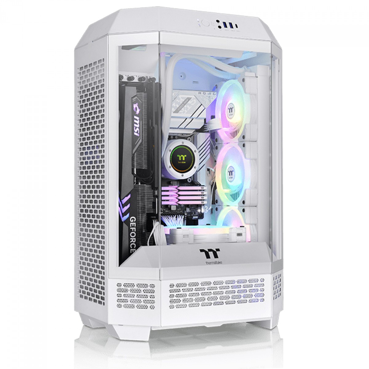 Gabinete Gamer Thermaltake The Tower 300 Snow, Mini Tower, Vidro Temperado, mATX, Com 2 Fans, Branco, CA-1Y4-00S6WN-00