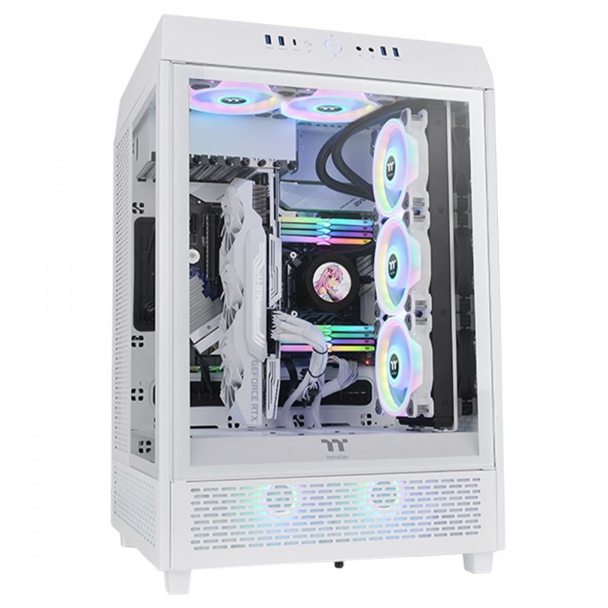 Gabinete Gamer Thermaltake The Tower 500, Mid Tower, Vidro Temperado, E-ATX, White, Sem Fonte, Com 2 Fans, CA-1X1-00M6WN-00