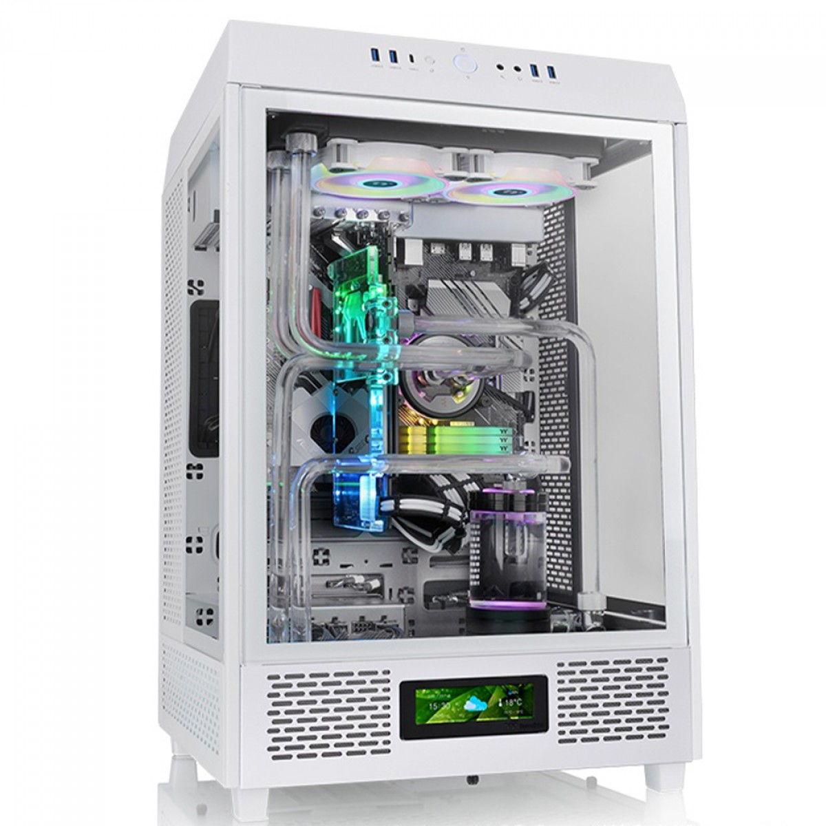 Gabinete Gamer Thermaltake The Tower 500, Mid Tower, Vidro Temperado, E-ATX, White, Sem Fonte, Com 2 Fans, CA-1X1-00M6WN-00