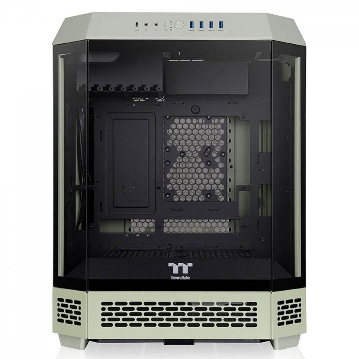 Gabinete Gamer Thermaltake The Tower 600 Matcha Green, Mid Tower, Vidro Temperado, ATX, Sem Fonte, Com 2 Fans, Verde, CA-1Z1-00MEWN-00