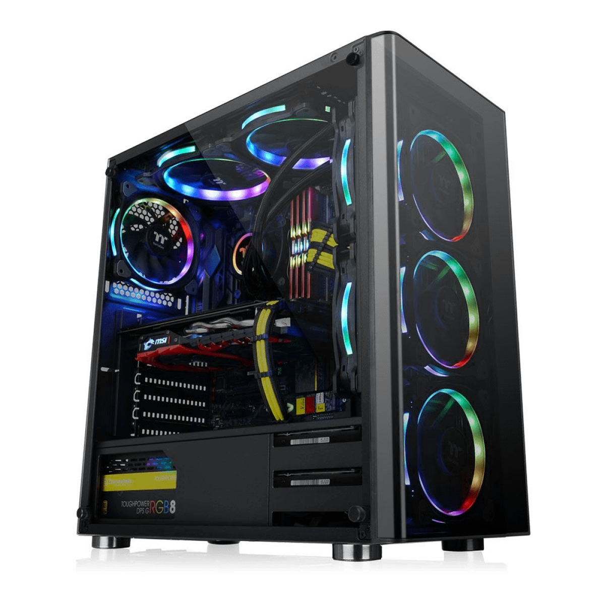 Gabinete Gamer Thermaltake V200, Mid Tower, Sem Fan, Vidro temperado, Black, Sem Fonte, CA-3K8-50M1WZ-01