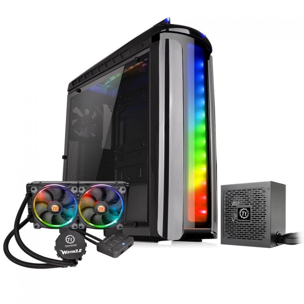 Gabinete Gamer Thermaltake Versa C22 RGB, Mid Tower, Black, Fonte TR-700, Water Cooler 3.0 RGB 240, CA1G900M1WN03
