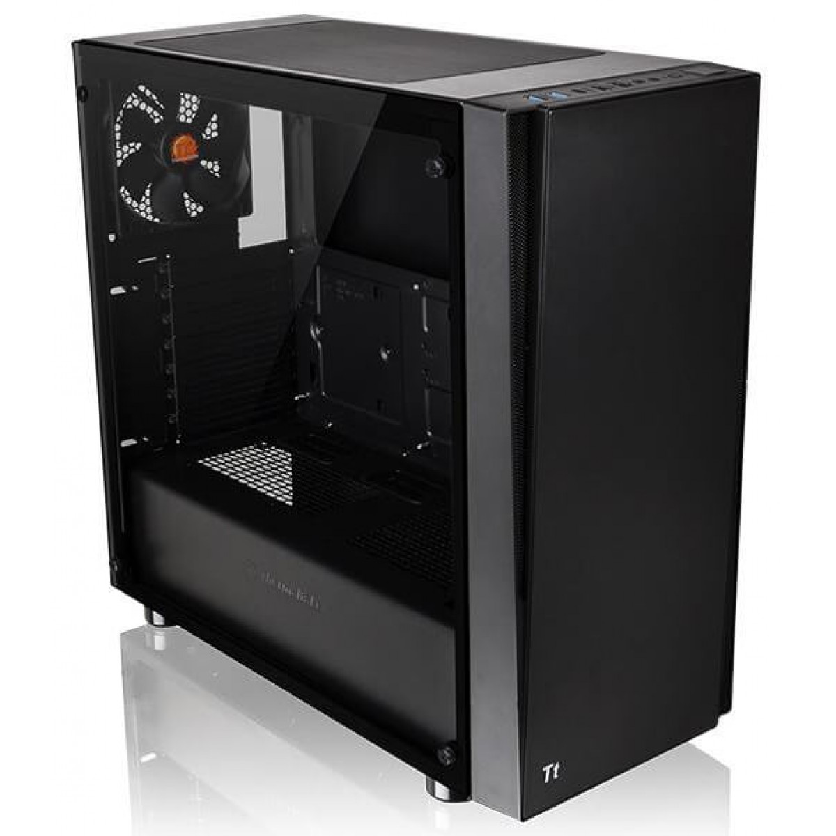 Gabinete Gamer Thermaltake Versa J21 TG, Mid Tower, Sem Fan, Vidro Temperado, Black, Com Fonte 600w, CA-3K1-60M1WZ-00