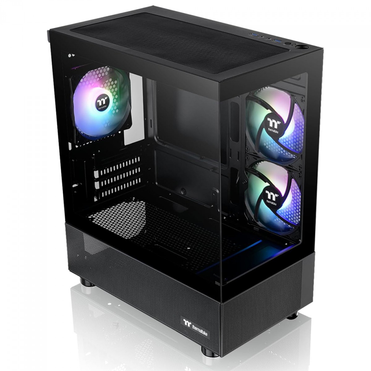 Gabinete Gamer Thermaltake View 170 TG, ARGB, Micro Tower, Vidro Temperado, mATX, Sem Fonte, Com 3 Fans, Preto, CA-1Z4-00M1WN-00
