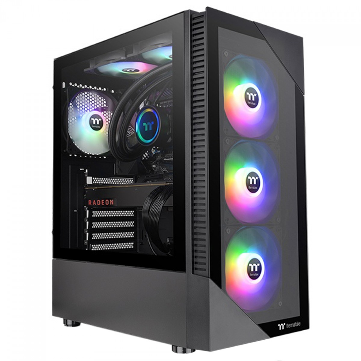 Gabinete Gamer Thermaltake View 200 TG ARGB, Mid Tower, Vidro Temperado, ATX, Sem Fonte, Com 3 Fans, CA-1X3-00M1WN-00