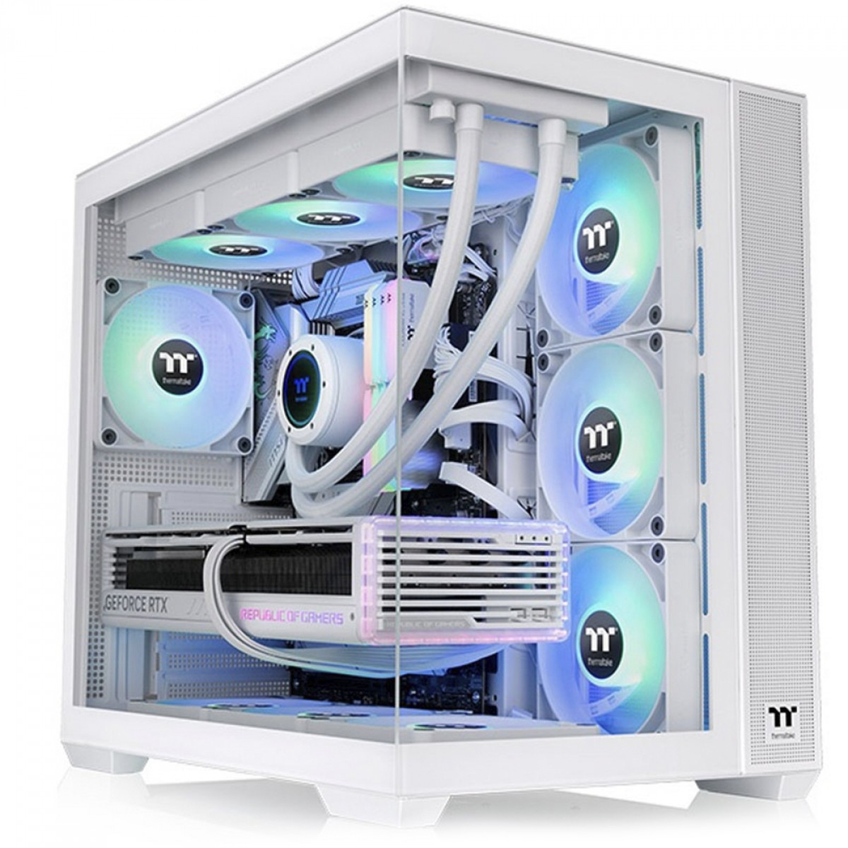 Gabinete Gamer Thermaltake View 380 TG ARGB Snow, Mid Tower, Vidro Temperado, ATX, Com 4 Fans, Branco, CA-1Z2-00M6WN-00