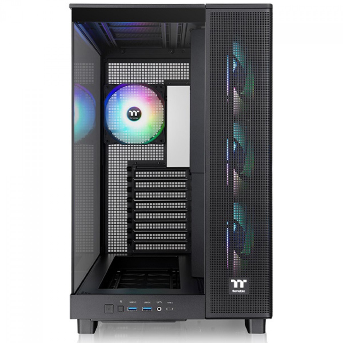 Gabinete Gamer Thermaltake View 380 XL TG, ARGB, Mid Tower, Vidro Temperado, ATX, Sem Fonte, Com 4 Fans, Preto, CA-11E-00M1WN-00
