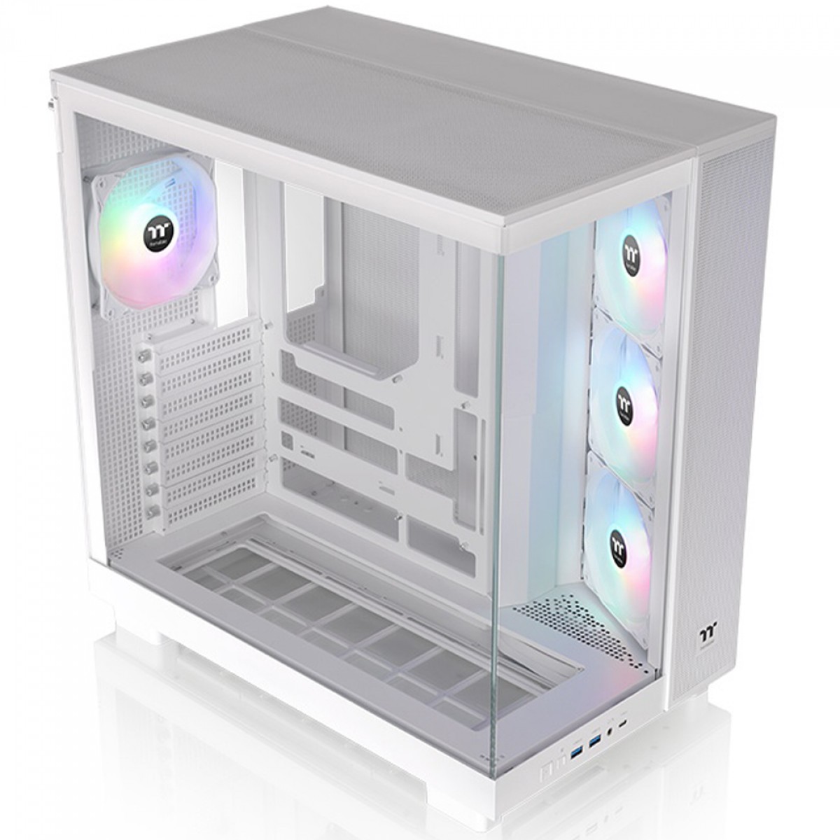 Gabinete Gamer Thermaltake View 380 XL TG Snow, ARGB, Mid Tower, Vidro Temperado, ATX, Sem Fonte, Com 4 Fans, Branco, CA-11E-00M6WN-00