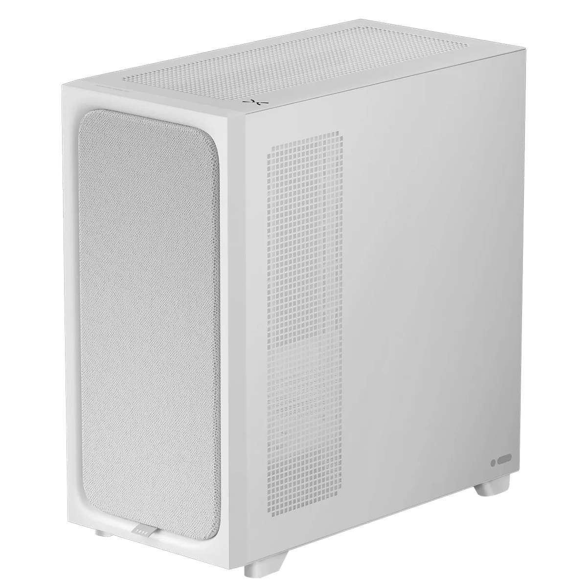 Gabinete Gamer TRYX Flova F50, Mid Tower, Vidro Temperado, Tecido, ATX, Com Fan Cross-Flow, Sem Fonte, Branco, C-F500F-FM1E-G