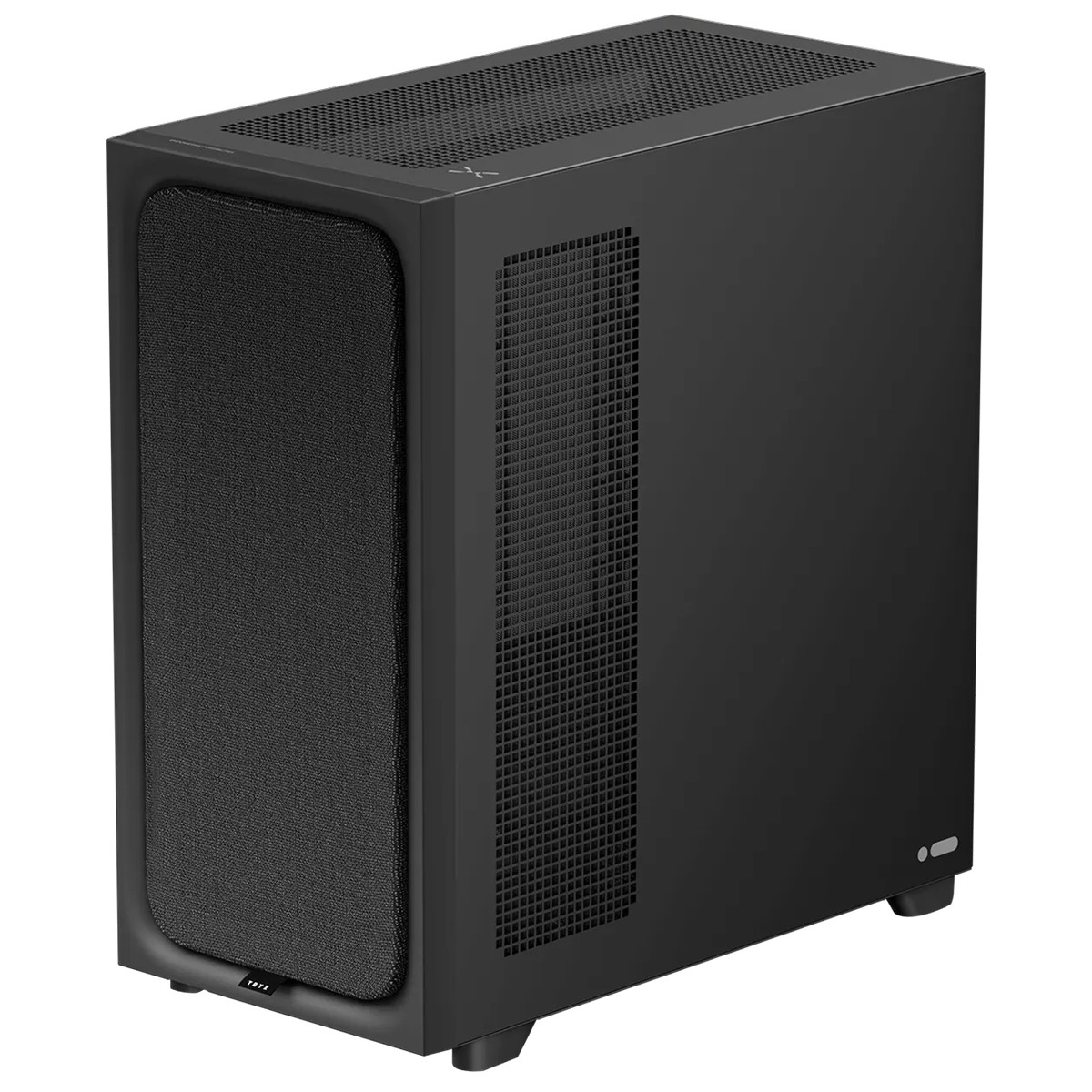 Gabinete Gamer TRYX Flova F50, Mid Tower, Vidro Temperado, Tecido, ATX, Com Fan Cross-Flow, Sem Fonte, Preto, C-F500F-FM1E-G0K