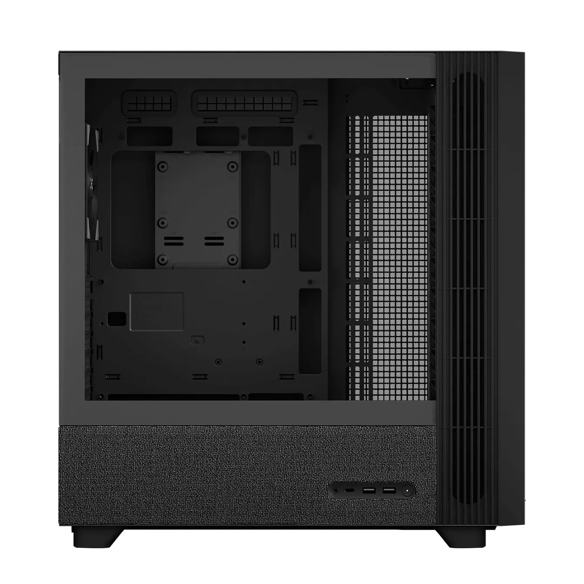 Gabinete Gamer TRYX Flova F50, Mid Tower, Vidro Temperado, Tecido, ATX, Com Fan Cross-Flow, Sem Fonte, Preto, C-F500F-FM1E-G0K