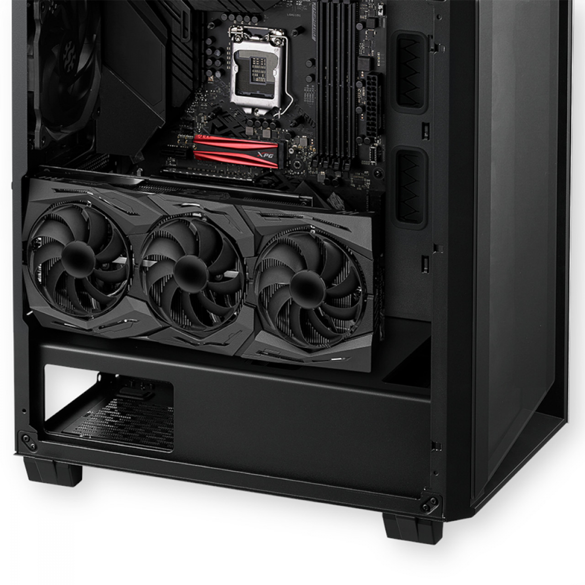 Gabinete Gamer XPG Cruiser Aluminum Frame, Mid Tower, Vidro Temperado, Black, Sem Fonte, Com 3 Fans, ARGB, Black, CRUISERST-BKCWW