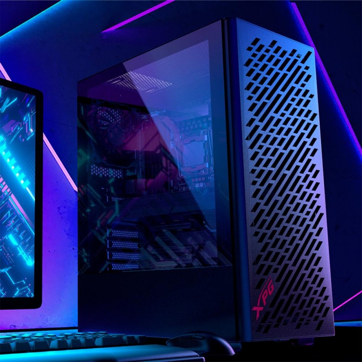 Gabinete Gamer XPG Valorair, Mid Tower, Vidro Temperado, Black, Sem Fonte, Com 4 Fans, Black, VALORAIRMT-BKCWW