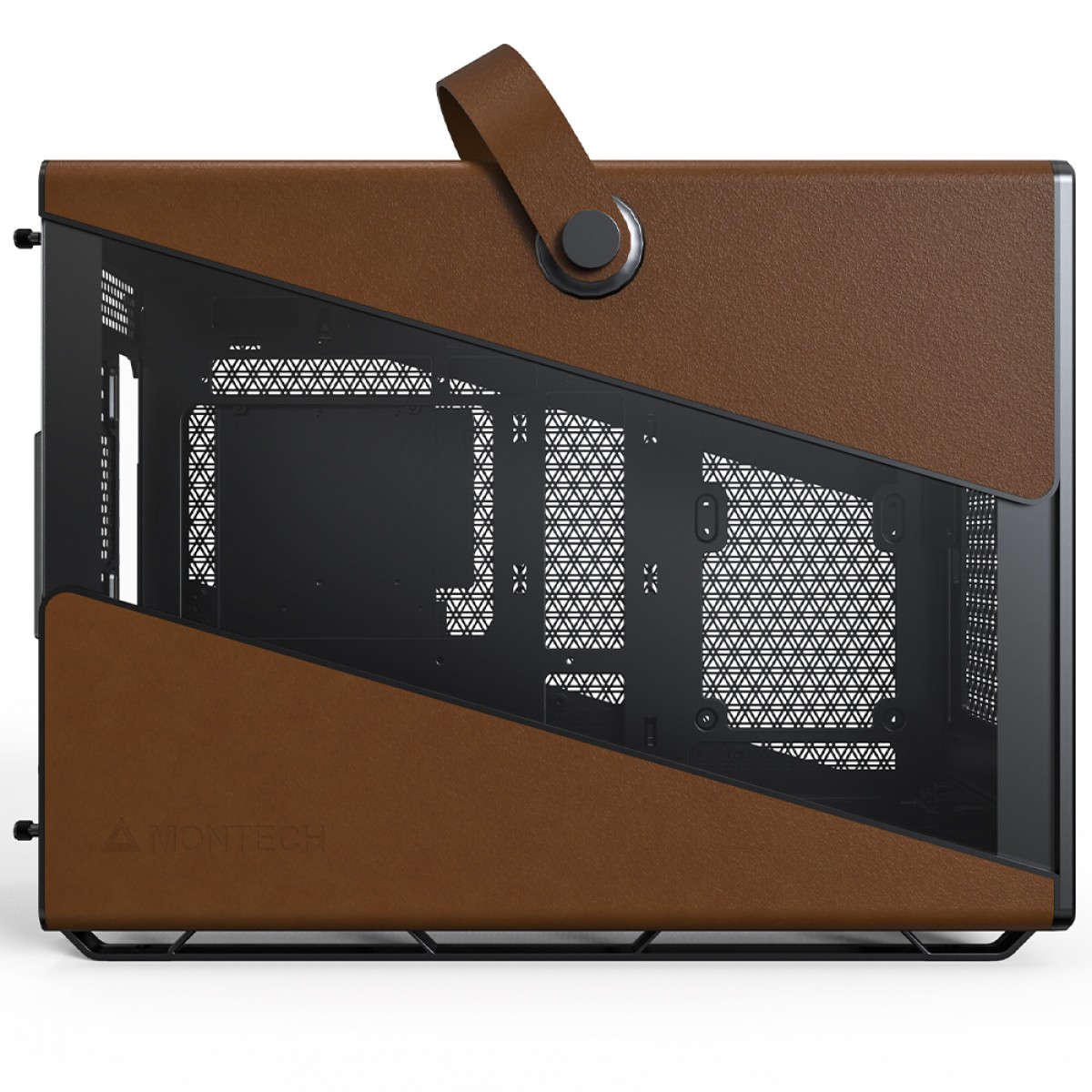 Gabinete Montech Heritage PRO, Mini Tower, Couro e Metal, mATX, Sem Fonte, Com 4 Fans, Preto