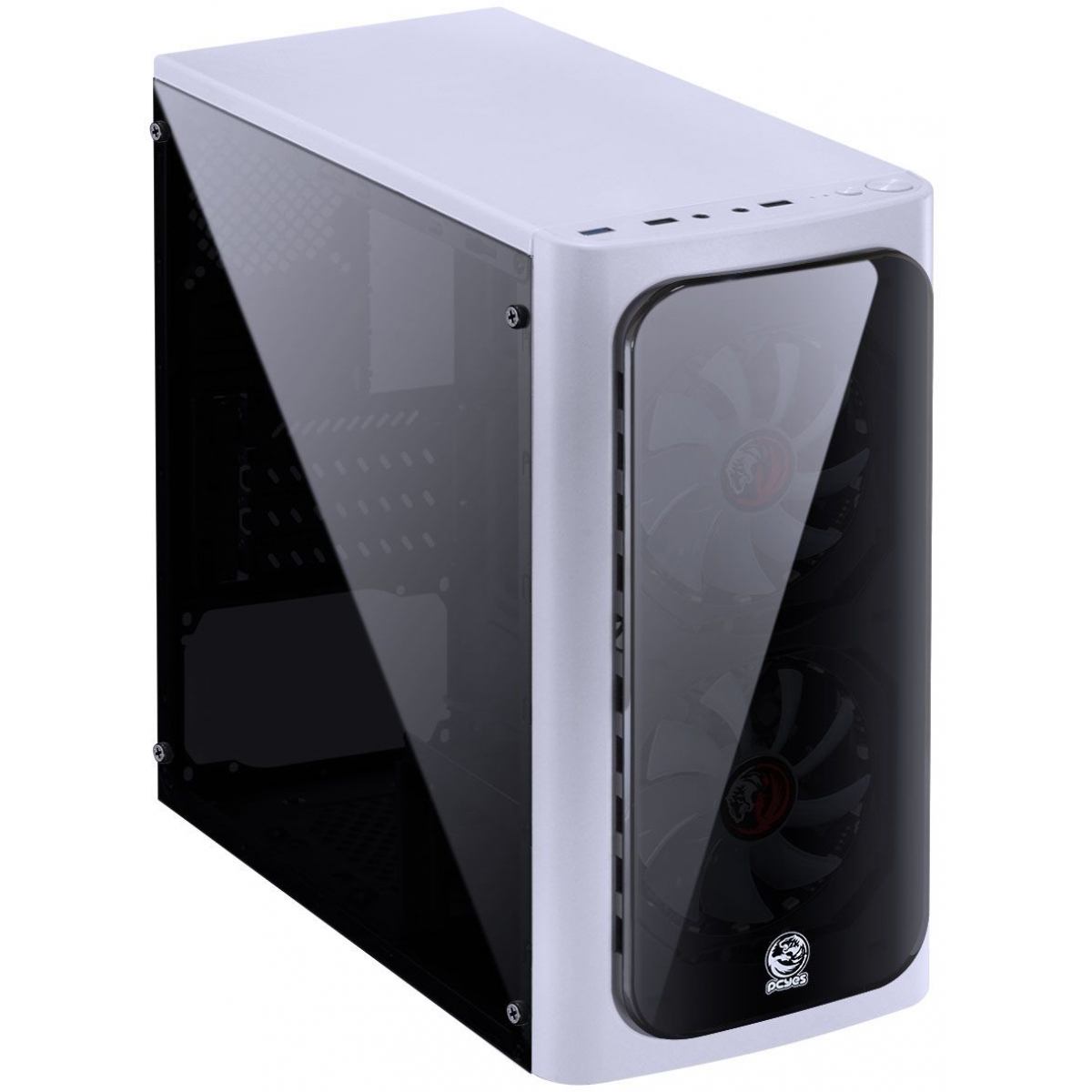Gabinete Gamer PCyes Venus, Mid Tower, Com 2 Fans Blue, Lateral de Acrílico, White, S-Fonte, VENBCAZ2FCA