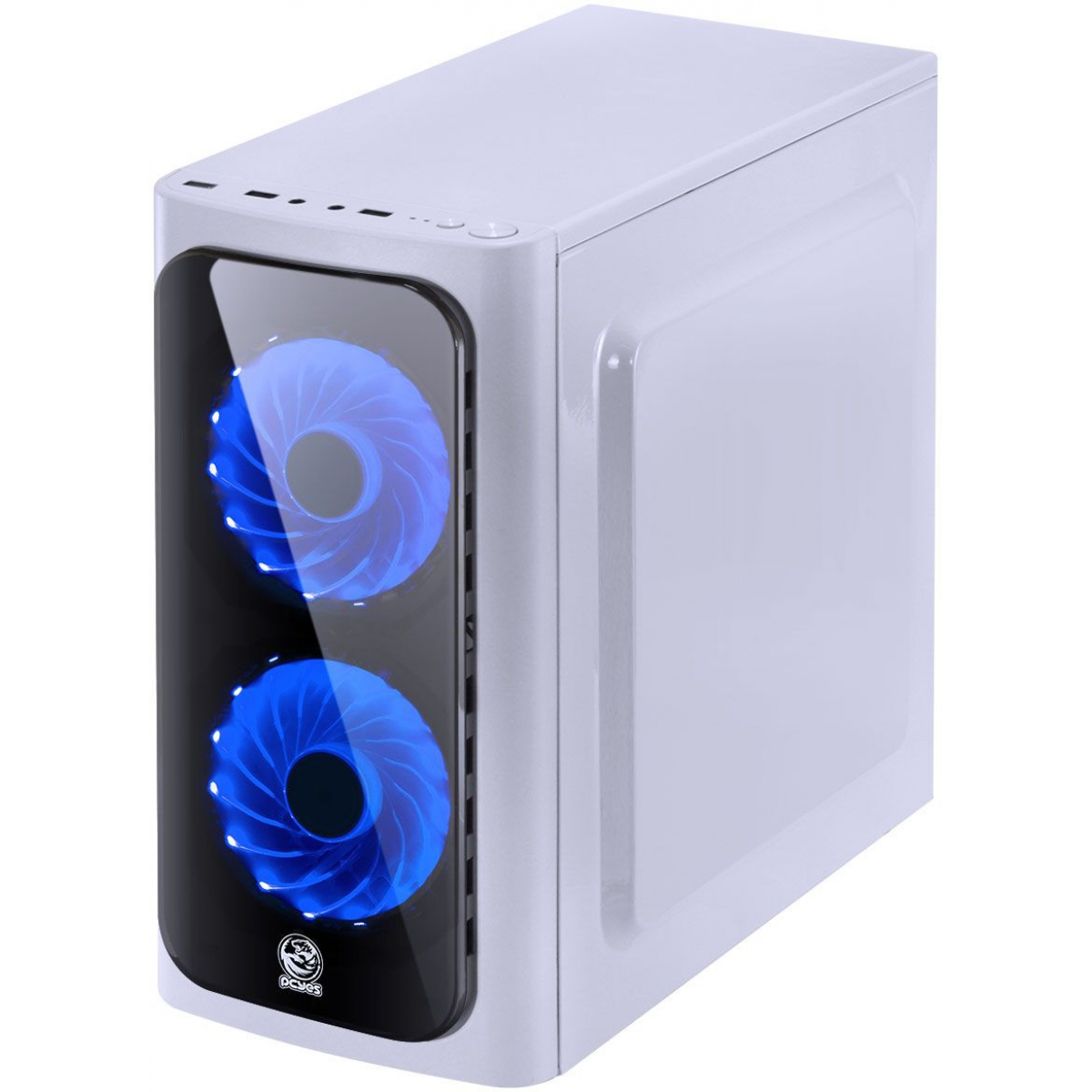 Gabinete Gamer PCyes Venus, Mid Tower, Com 2 Fans Blue, Lateral de Acrílico, White, S-Fonte, VENBCAZ2FCA