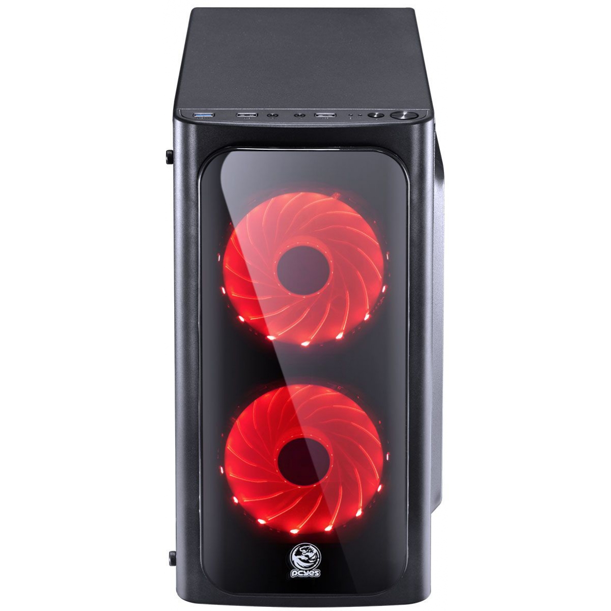 Gabinete Gamer PCyes Venus, Mid Tower, Com 2 Fans, Lateral de Acrílico, Black, S-Fonte, VENPTVM2FCA