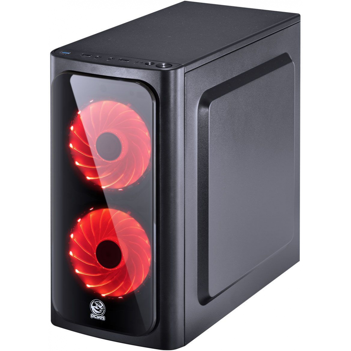Gabinete Gamer PCyes Venus, Mid Tower, Com 2 Fans, Lateral de Acrílico, Black, S-Fonte, VENPTVM2FCA