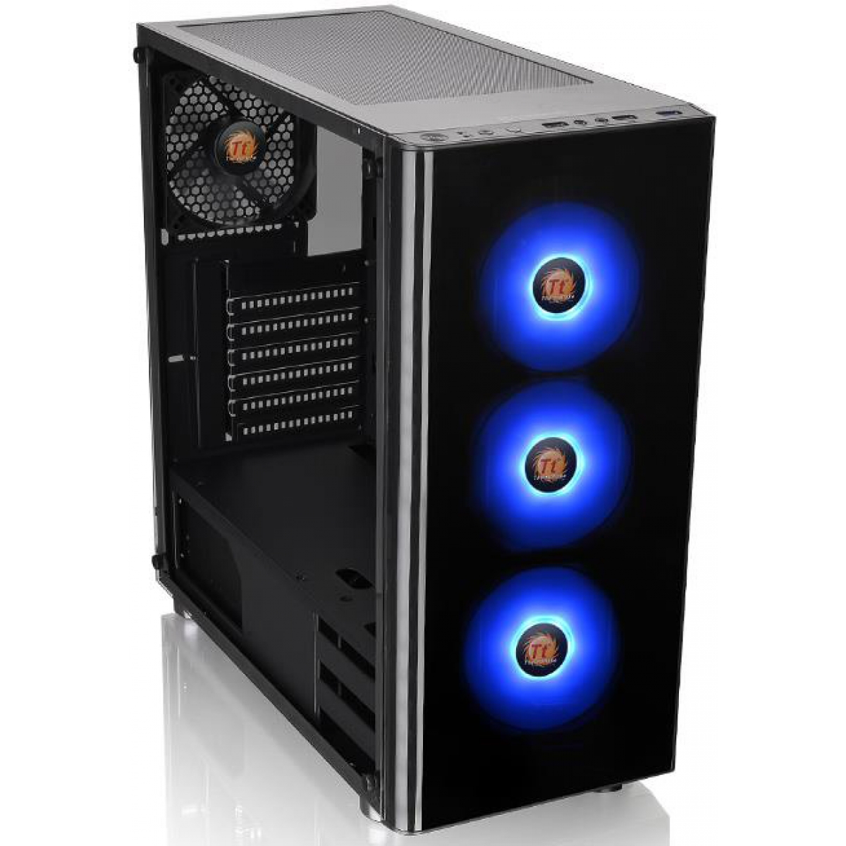 Gabinete Gamer Thermaltake V200 RGB, Mid Tower, Com 4 Fans, Vidro temperado, Black, Sem Fonte, CA-1K8-00M1WN-01
