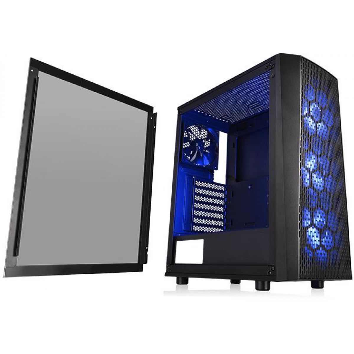 Gabinete Gamer Thermaltake Versa J24 RGB, Mid Tower, Com 4 Fans, Vidro temperado, Black, Sem Fonte, CA-1L7-00M1WN-01