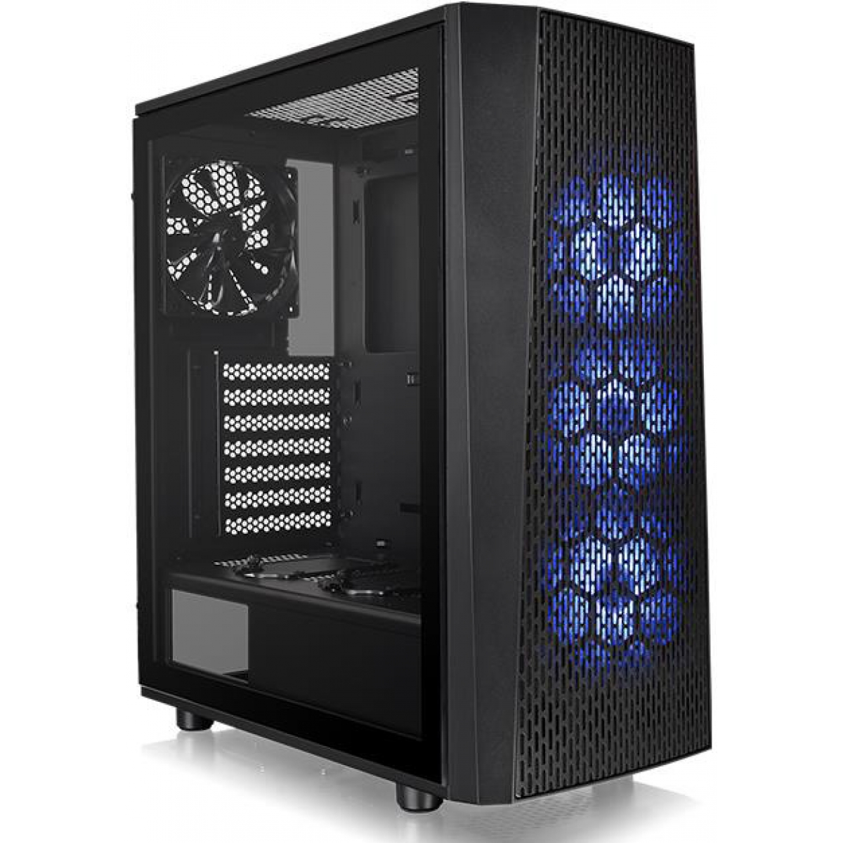 Gabinete Gamer Thermaltake Versa J24 RGB, Mid Tower, Com 4 Fans, Vidro temperado, Black, Sem Fonte, CA-1L7-00M1WN-01