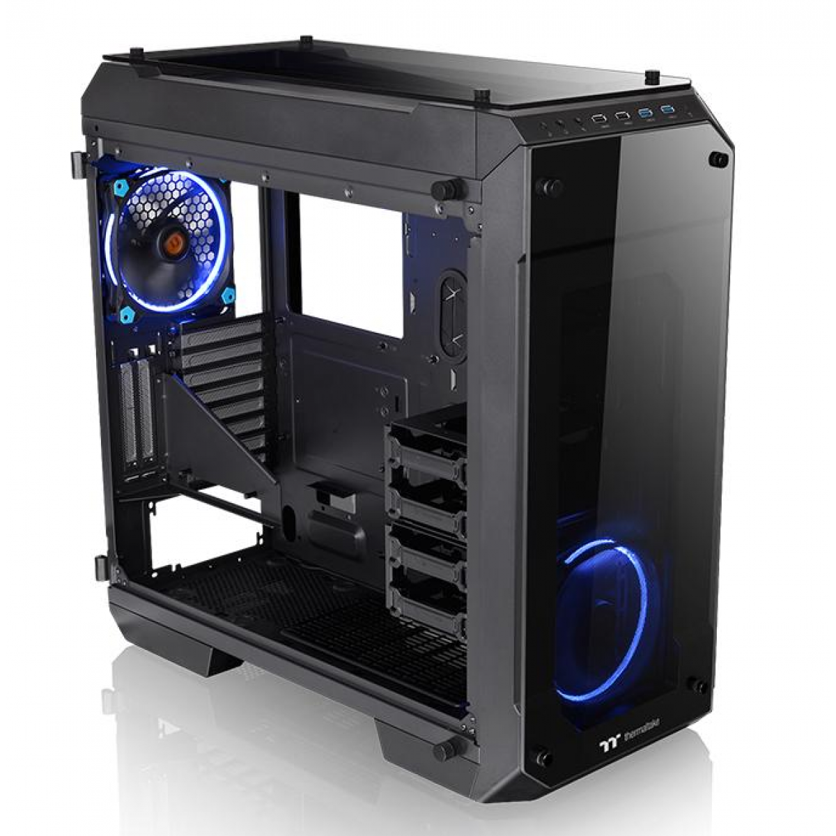 Gabinete Gamer Thermaltake View 71 RGB, Full Tower, Com 3 Fans, Vidro Temperado, Black, Sem Fonte, CA-1I7-00F1WN-01
