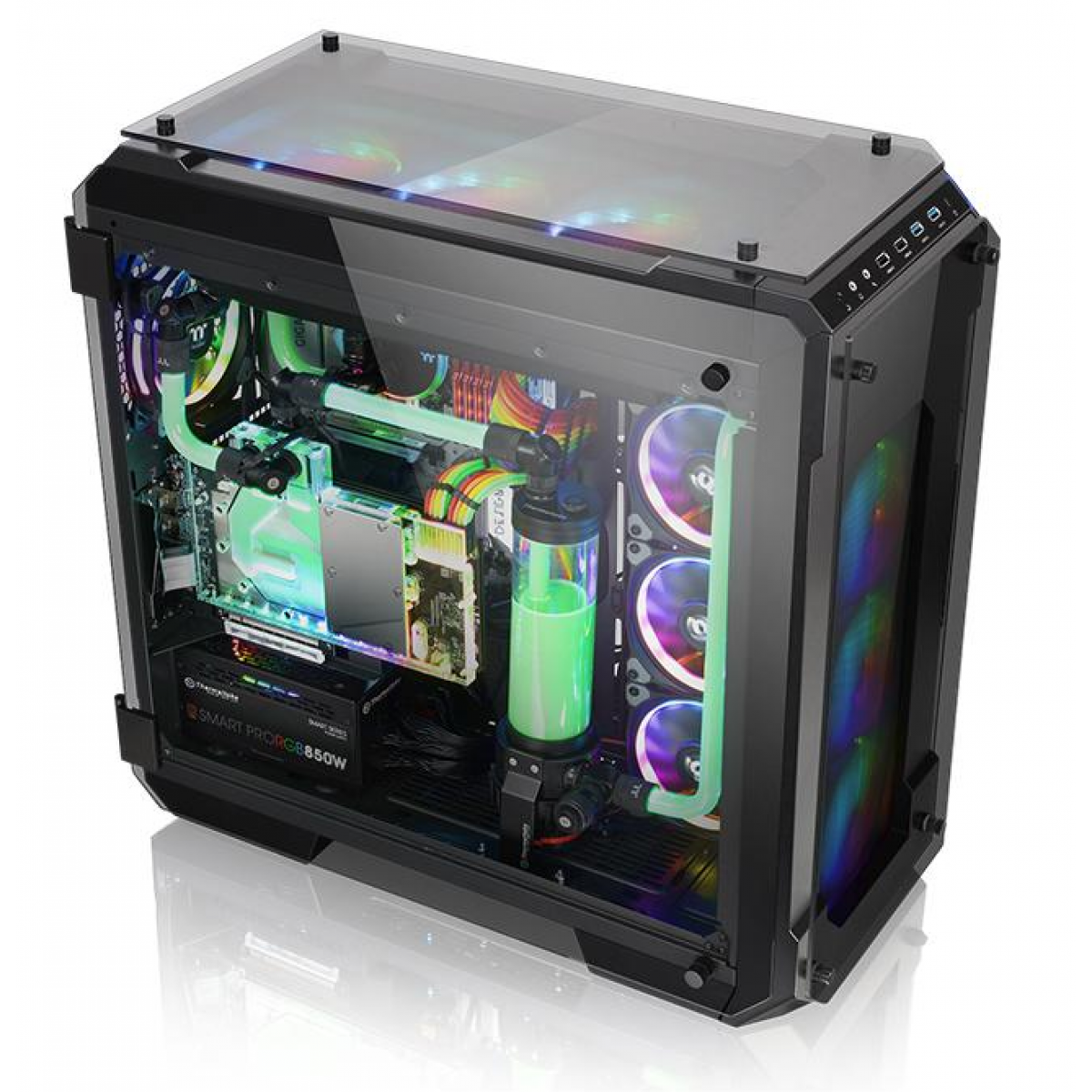 Gabinete Gamer Thermaltake View 71 RGB, Full Tower, Com 3 Fans, Vidro Temperado, Black, Sem Fonte, CA-1I7-00F1WN-01