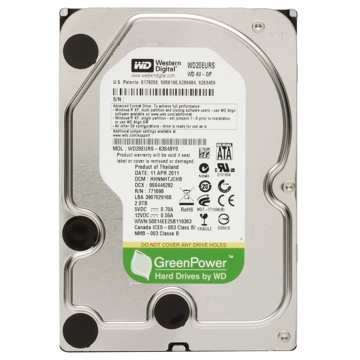 HD Western Digital 2TB WD10EURS 64MB SATA II