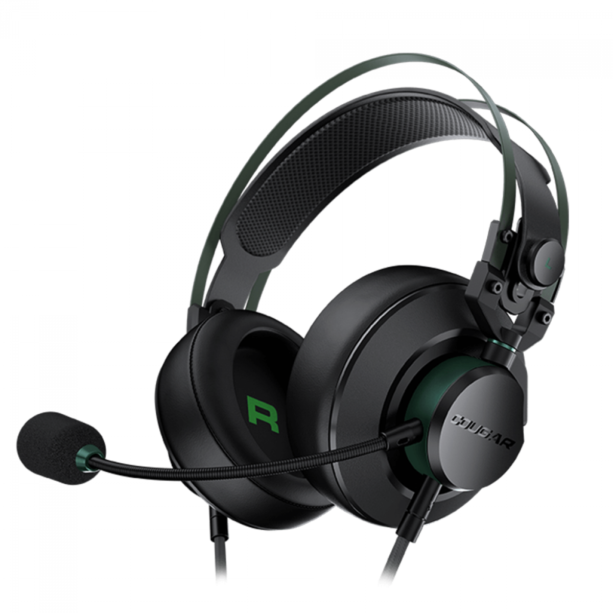 Headset Gamer Cougar VM410 XB, 3.5mm, Multi Plataforma, Black/Green, 3H550P53X.0001