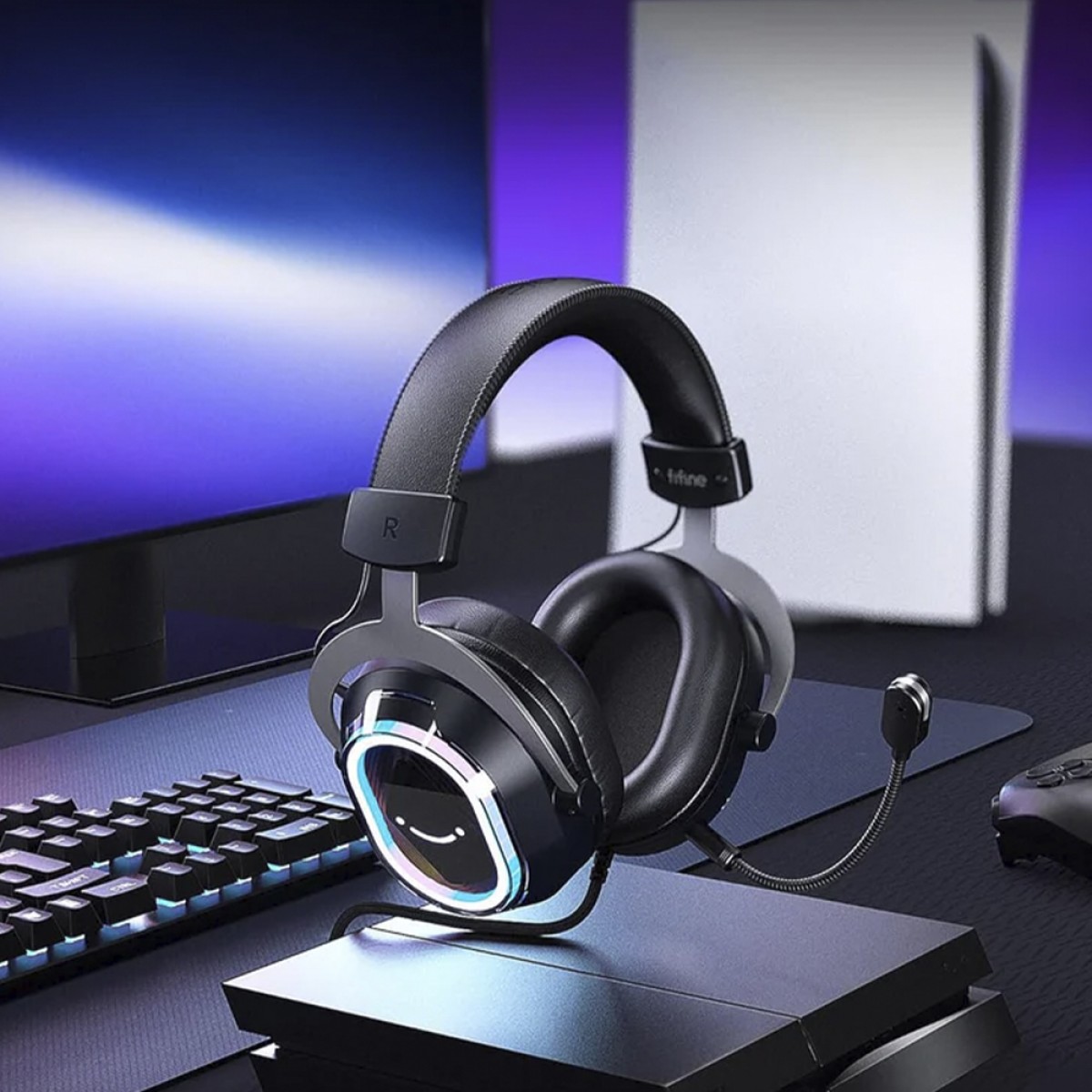 Headset Gamer Fifine AmpliGame H13, 7.1 Surround, RGB, USB, Preto
