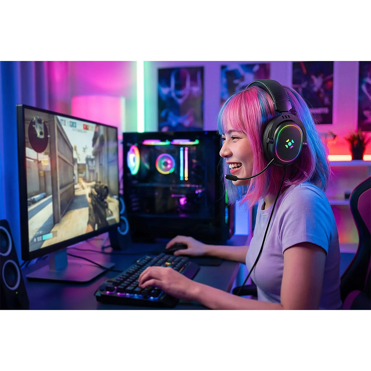 Headset Gamer Fortrek Win, Drivers de 50mm, Microfone Removível, P3+USB, Preto, 86950