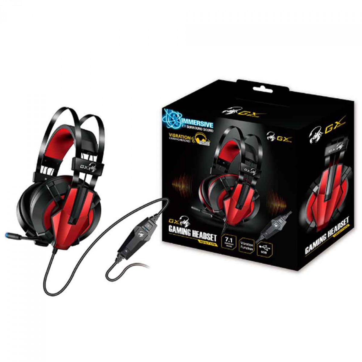 Headset Gamer Genius HS-G710V, 7.1 Surround, USB, Com Vibração, Preto