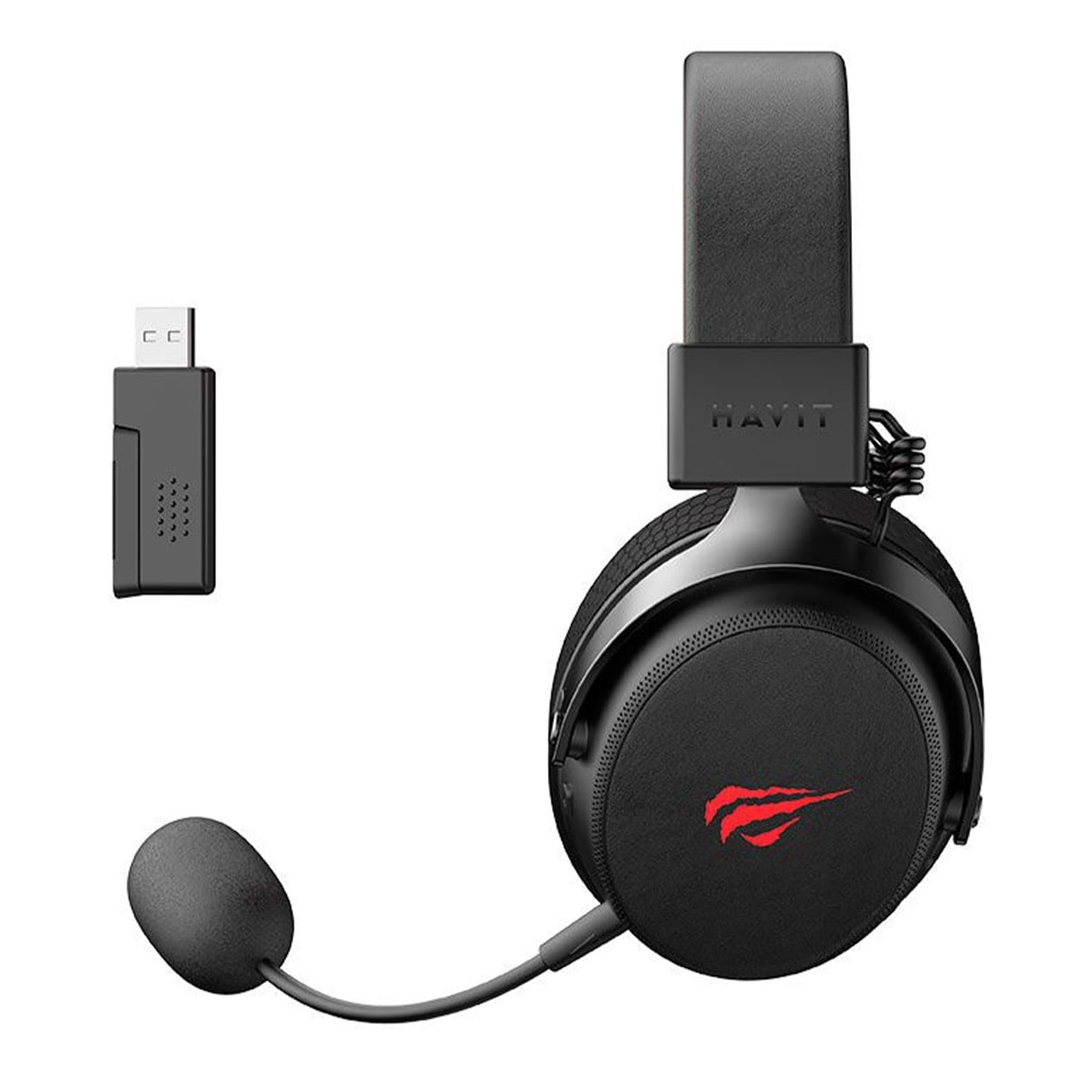 Headset Gamer Havit Five-Mode H2015 Pro, Wireless, Bluetooth, USB, USB-C, 3.5mm, Drivers de 53mm, Preto/Vermelho