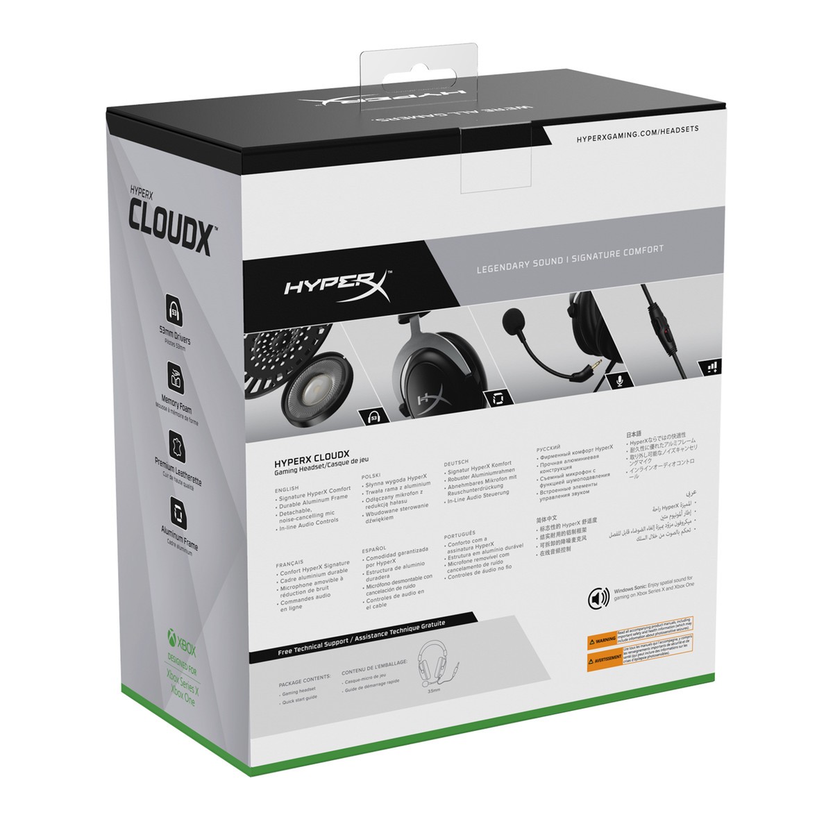 Headset Gamer Hyperx CloudX, Drivers 53mm, Xbox One e Xbox Série X e S, P3, Black/Gray, HHSC2-CG-SL/G