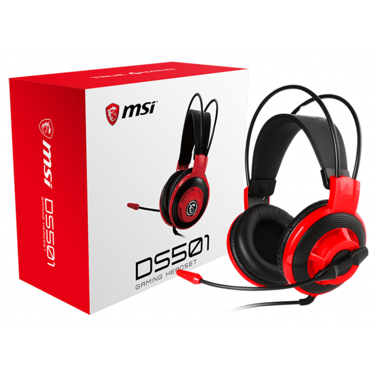 Headset Gamer MSI DS501, 3.5mm, Black/Red