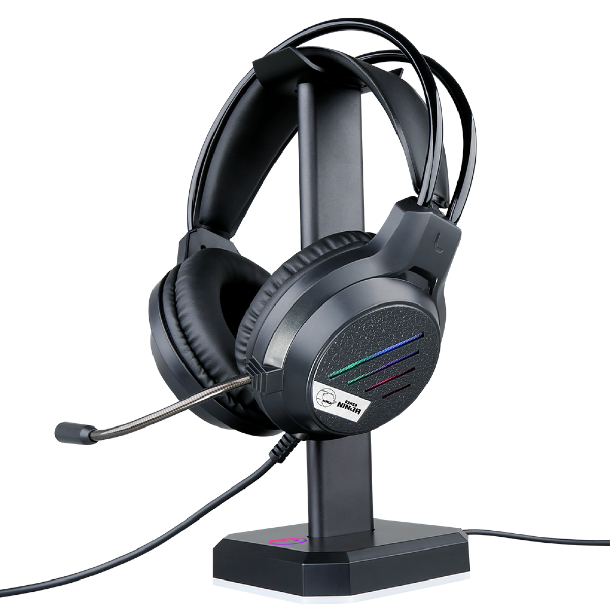 Headset Gamer Ninja Slice, 3.5mm, PC, RGB, Drivers 50mm, Black